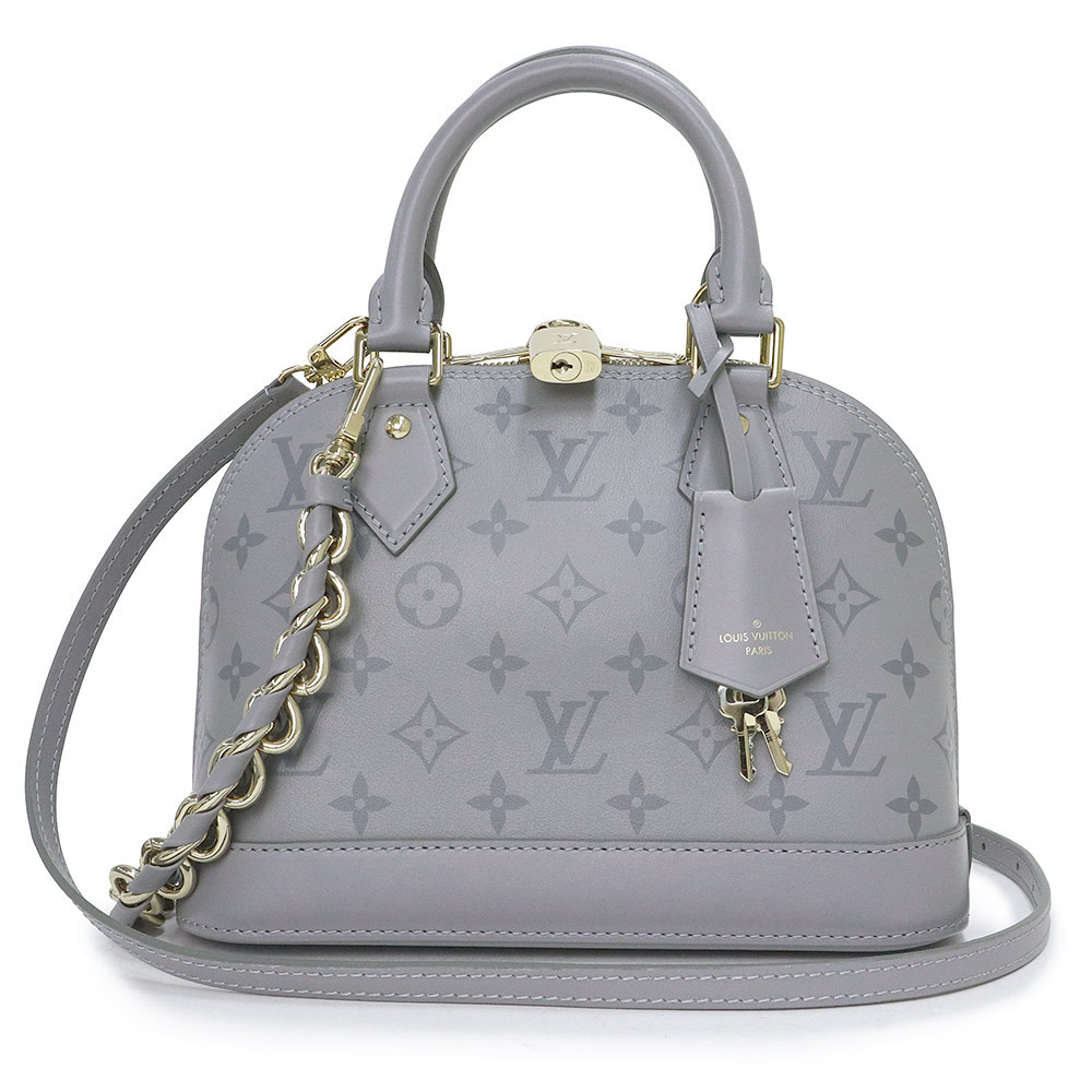Louis Vuitton Alma Chain Shoulder Handbag Calfskin Trianon Gray